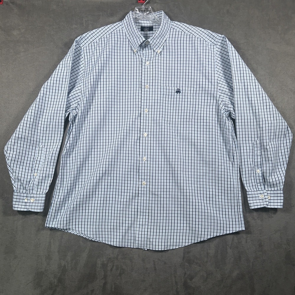 Brooks Brothers 346 Mens XL Blue Check Button Down Long Sleeve Shirt